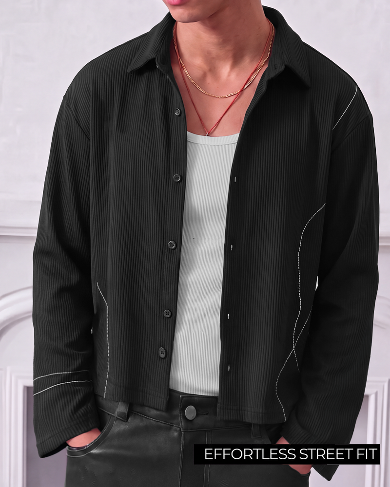 Infinite Black Ribbed Shirt