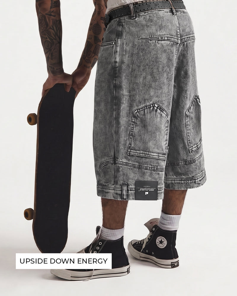 Flipped Grey Denim Jorts