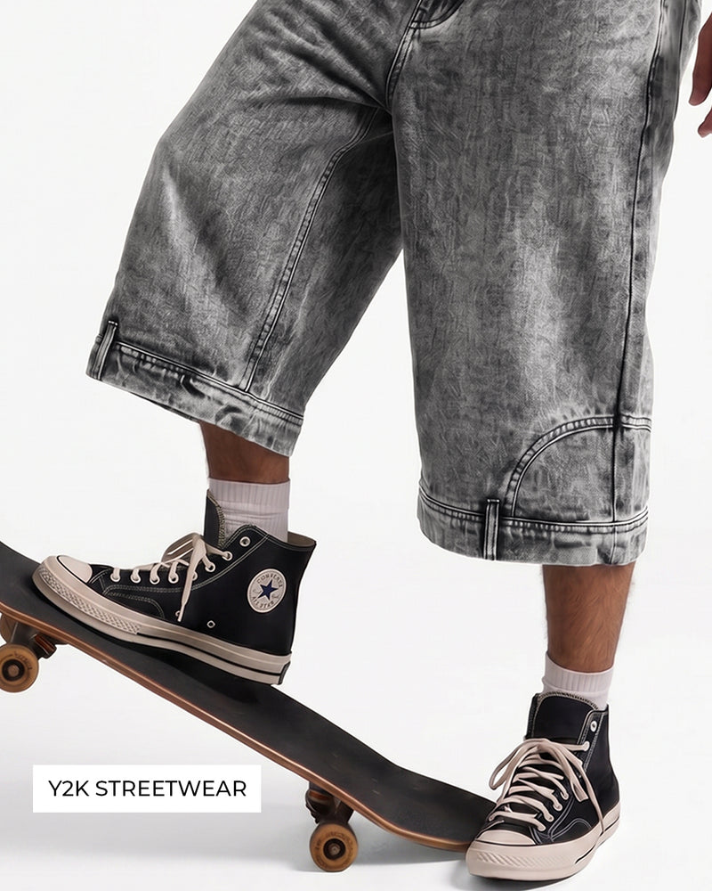 Flipped Grey Denim Jorts