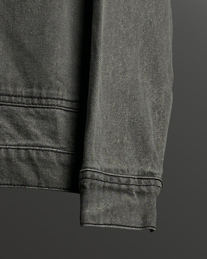 Grey Long Sleeve Stitched Denim Overshirt