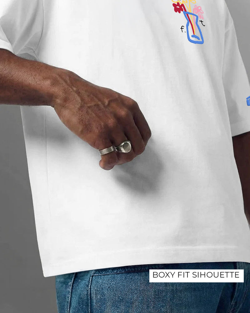 I Try White Boxy-Fit T-Shirt