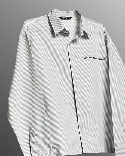 Progress Tribe Full Sleeves Grey and White Striped Shirt