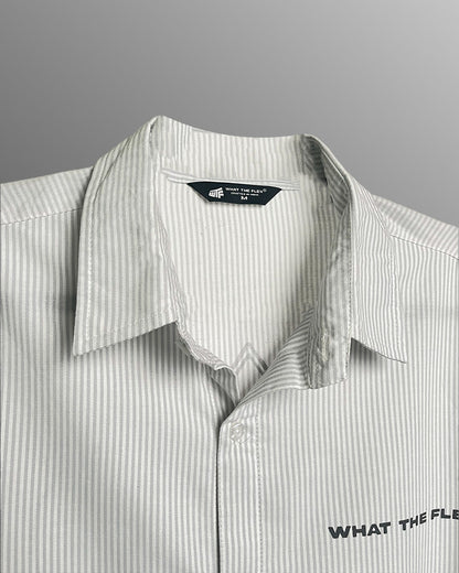 Progress Tribe Full Sleeves Grey and White Striped Shirt