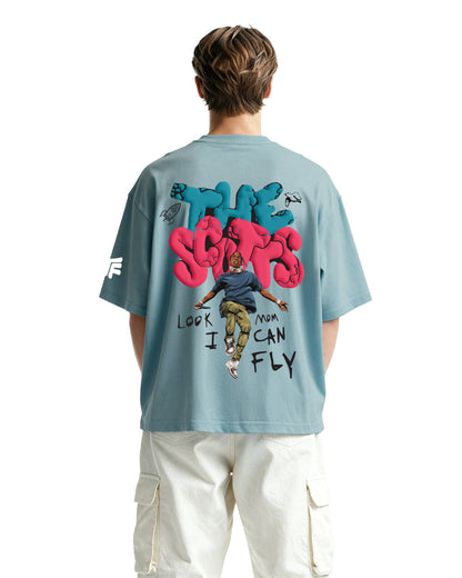 Travis Scott Printed Sky Blue Tshirt